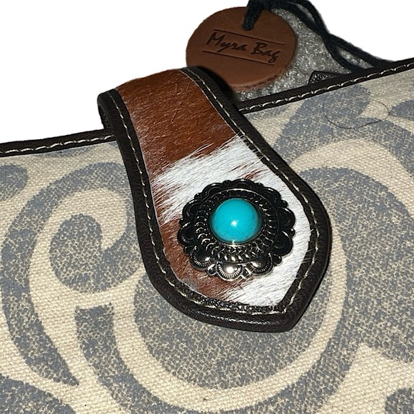 Myra Bag Western Leather Cowhide Sapphire Wallet Cowgirl - Picture 10 of 10